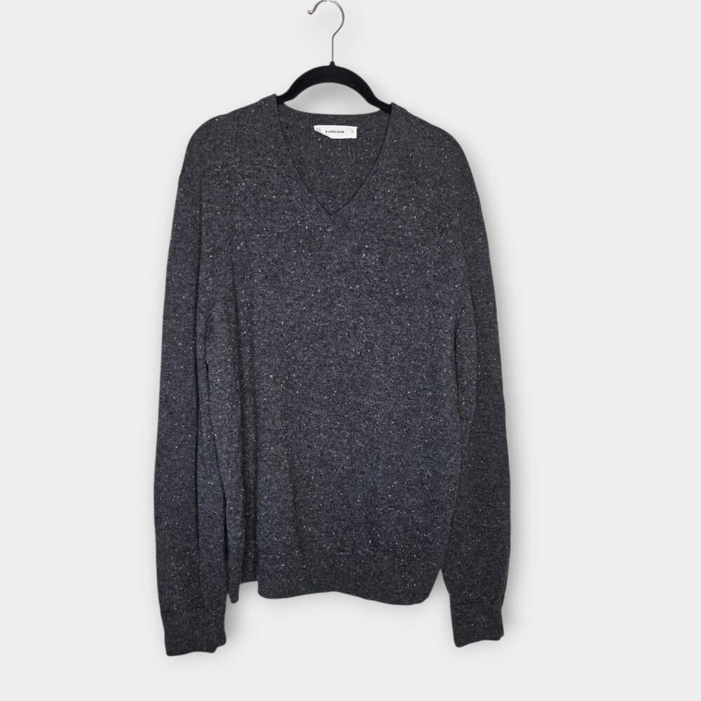 Everlane Cashmere V-Neck Pullover Sweater Gray Marled Men's Medium
